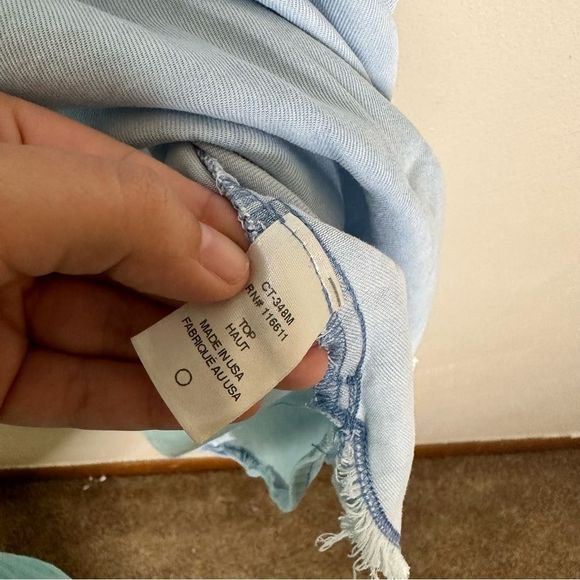 Anthropologie Amadi Denim Collard Chambray Blue Shirt Size Small - Picture 5 of 9